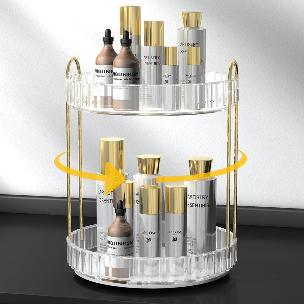 Women's 360° Rotating Makeup Organizer, High-Capacity Bathroom Organizer